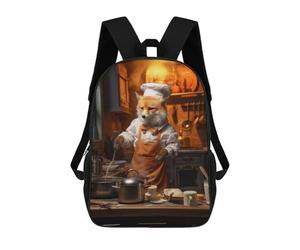 sinyumoney Mochilas 3D Para Niños Mochila Escolar Fox Cooking Kitchen Funny Mochila Escolar Con Impresión 3D Para Niños De Primaria Y Secundaria 17inch