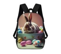 sinyumoney Mochilas 3D Para Niños Mochila Escolar Rabbit Easter Bunny Animal Mochila Escolar Con Impresión 3D Para Niños De Primaria Y Secundaria 17inch