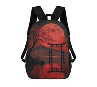 sinyumoney Mochilas 3D Para Niños Mochila Escolar Red Full Moon Holy Lake Mochila Escolar Con Impresión 3D Para Niños De Primaria Y Secundaria 17inch