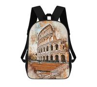 sinyumoney Mochilas 3D Para Niños Mochila Escolar Rome in Watercolor Mochila Escolar Con Impresión 3D Para Niños De Primaria Y Secundaria 17inch