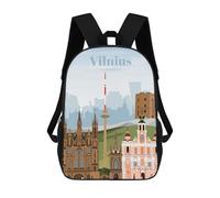 sinyumoney Mochilas 3D Para Niños Mochila Escolar Travel to Vilnius Mochila Escolar Con Impresión 3D Para Niños De Primaria Y Secundaria 17inch