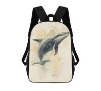 sinyumoney Mochilas 3D Para Niños Mochila Escolar Watercolor Whale Vintage Mochila Escolar Con Impresión 3D Para Niños De Primaria Y Secundaria 17inch
