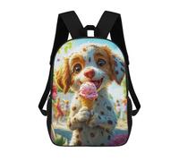sinyumoney mochilas abstractas béisbol pared arte mochila escolar para niños bolsa de escuela impresa en 3D para niños, estudiantes de primaria y universidad, Cute Dog With Ice Cream, 17"