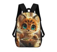 sinyumoney mochilas abstractas béisbol pared arte mochila escolar para niños bolsa de escuela impresa en 3D para niños, estudiantes de primaria y universidad, Lindo Cat Eating Ramen, 17"