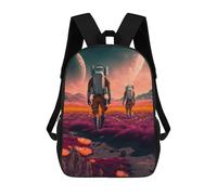 sinyumoney Mochilas Alien Landscape with Astronauts -3 Mochila Escolar Para Niños Mochila Escolar Impresa En 3D Para Niños Estudiantes De Primaria Y Secundaria 17inch