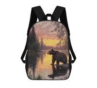 sinyumoney Mochilas Bear at Sunset Mochila Escolar Para Niños Mochila Escolar Impresa En 3D Para Niños Estudiantes De Primaria Y Secundaria 17inch