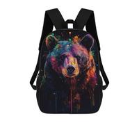 sinyumoney Mochilas Bear in Neon Splatter Mochila Escolar Para Niños Mochila Escolar Impresa En 3D Para Niños Estudiantes De Primaria Y Secundaria 17inch