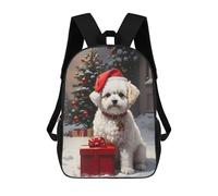 sinyumoney Mochilas Bichon Fris Christmas Dog Mochila Escolar Para Niños Mochila Escolar Impresa En 3D Para Niños Estudiantes De Primaria Y Secundaria 17inch