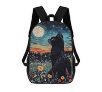 sinyumoney Mochilas Black Cat Under Starry Night Mochila Escolar Para Niños Mochila Escolar Impresa En 3D Para Niños Estudiantes De Primaria Y Secundaria 17inch