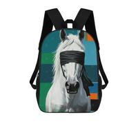sinyumoney Mochilas Blindfolded White Horse Digital Art Mochila Escolar Para Niños Mochila Escolar Impresa En 3D Para Niños Estudiantes De Primaria Y Secundaria 17inch