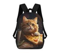 sinyumoney Mochilas Cat And Pizza Mochila Escolar Para Niños Mochila Escolar Impresa En 3D Para Niños Estudiantes De Primaria Y Secundaria 17inch