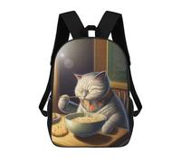 sinyumoney Mochilas Cat Eating Noodles-2 Mochila Escolar Para Niños Mochila Escolar Impresa En 3D Para Niños Estudiantes De Primaria Y Secundaria 17inch