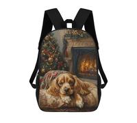 sinyumoney Mochilas Cavalier King Charles Spaniel Christmas Painting Mochila Escolar Para Niños Mochila Escolar Impresa En 3D Para Niños Estudiantes De Primaria Y Secundaria 17inch
