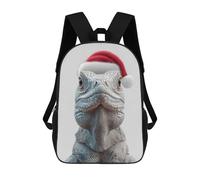 sinyumoney Mochilas Christmas Iguana in Santa Hat Mochila Escolar Para Niños Mochila Escolar Impresa En 3D Para Niños Estudiantes De Primaria Y Secundaria 17inch