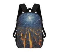 sinyumoney Mochilas Cityscape Under A Starry Sky Mochila Escolar Para Niños Mochila Escolar Impresa En 3D Para Niños Estudiantes De Primaria Y Secundaria 17inch