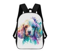sinyumoney Mochilas Colorful Watercolor Dog Portrait Mochila Escolar Para Niños Mochila Escolar Impresa En 3D Para Niños Estudiantes De Primaria Y Secundaria 17inch