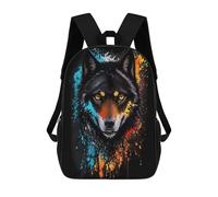 sinyumoney Mochilas Colorful Wolf Portrait -13 Mochila Escolar Para Niños Mochila Escolar Impresa En 3D Para Niños Estudiantes De Primaria Y Secundaria 17inch