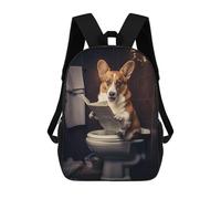 sinyumoney Mochilas Corgi Dog Toilet Newspaper Mochila Escolar Para Niños Mochila Escolar Impresa En 3D Para Niños Estudiantes De Primaria Y Secundaria 17inch