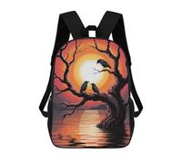 sinyumoney Mochilas Crows on A Tree at Sunset Mochila Escolar Para Niños Mochila Escolar Impresa En 3D Para Niños Estudiantes De Primaria Y Secundaria 17inch
