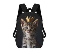 sinyumoney Mochilas Cute Kitten King Mochila Escolar Para Niños Mochila Escolar Impresa En 3D Para Niños Estudiantes De Primaria Y Secundaria 17inch