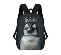 sinyumoney Mochilas Cute Penguin King Mochila Escolar Para Niños Mochila Escolar Impresa En 3D Para Niños Estudiantes De Primaria Y Secundaria 17inch