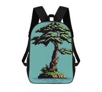 sinyumoney Mochilas De 17 Pulgadas A Tree on An Island Mochila Escolar Para Niños, Impresa En 3D Para Niños De Primaria Y Secundaria.