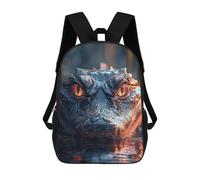 sinyumoney Mochilas De 17 Pulgadas Alligator Close-Up with Glowing Eyes Mochila Escolar Infantil Impresa En 3D Para Niños De Primaria Y Secundaria