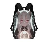 sinyumoney Mochilas De 17 Pulgadas Anime Cat Girl Holding Crystal Ball Mochila Escolar Para Niños, Impresa En 3D Para Niños De Primaria Y Secundaria.