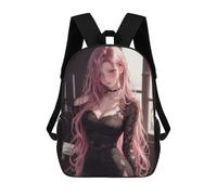 sinyumoney Mochilas De 17 Pulgadas Anime Girl Pink Hair WAIFU Mochila Escolar Para Niños, Impresa En 3D Para Niños De Primaria Y Secundaria.