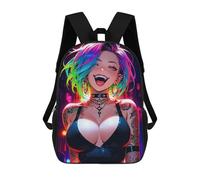 sinyumoney Mochilas De 17 Pulgadas Anime Girl with Rainbow Hair Mochila Escolar Para Niños, Impresa En 3D Para Niños De Primaria Y Secundaria.
