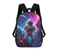 sinyumoney Mochilas De 17 Pulgadas Astronaut in Space Shark Mochila Escolar Infantil Impresa En 3D Para Niños De Primaria Y Secundaria