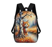 sinyumoney Mochilas De 17 Pulgadas Autumn Cat in Forest Mochila Escolar Para Niños, Impresa En 3D Para Niños De Primaria Y Secundaria.