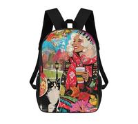 sinyumoney Mochilas De 17 Pulgadas Autumn Coffee Break with Cat Mochila Escolar Infantil Impresa En 3D Para Niños De Primaria Y Secundaria