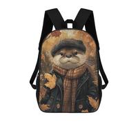 sinyumoney Mochilas De 17 Pulgadas Autumn Otter in Plaid Mochila Escolar Para Niños, Impresa En 3D Para Niños De Primaria Y Secundaria.