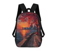 sinyumoney Mochilas De 17 Pulgadas Autumn Sunset in City-1 Mochila Escolar Infantil Impresa En 3D Para Niños De Primaria Y Secundaria