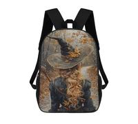 sinyumoney Mochilas De 17 Pulgadas Autumn Witch Hat with Leaves Mochila Escolar Para Niños, Impresa En 3D Para Niños De Primaria Y Secundaria.