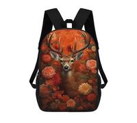 sinyumoney Mochilas De 17 Pulgadas Autumnal Deer Floral Artwork Mochila Escolar Para Niños, Impresa En 3D Para Niños De Primaria Y Secundaria.