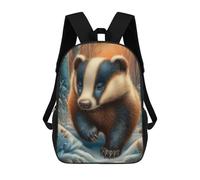 sinyumoney Mochilas De 17 Pulgadas Badger in Winter Forest Mochila Escolar Infantil Impresa En 3D Para Niños De Primaria Y Secundaria