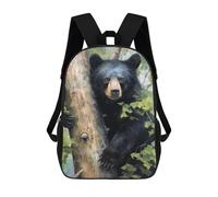 sinyumoney Mochilas De 17 Pulgadas Black Bear in Forest-1 Mochila Escolar Para Niños, Impresa En 3D Para Niños De Primaria Y Secundaria.
