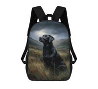 sinyumoney Mochilas De 17 Pulgadas Black Labrador in Highland Mochila Escolar Para Niños, Impresa En 3D Para Niños De Primaria Y Secundaria.