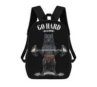 sinyumoney Mochilas De 17 Pulgadas Black Wolf Weightlifting Mochila Escolar Infantil Impresa En 3D Para Niños De Primaria Y Secundaria