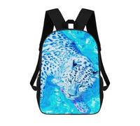 sinyumoney Mochilas De 17 Pulgadas Blue Leopard in Water Mochila Escolar Infantil Impresa En 3D Para Niños De Primaria Y Secundaria