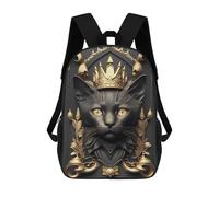 sinyumoney Mochilas De 17 Pulgadas Cat Golden Art Deco Mochila Escolar Para Niños, Impresa En 3D Para Niños De Primaria Y Secundaria.