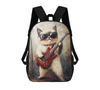 sinyumoney Mochilas De 17 Pulgadas Cat Rock Star Guitar Painting -1 Mochila Escolar Infantil Impresa En 3D Para Niños De Primaria Y Secundaria