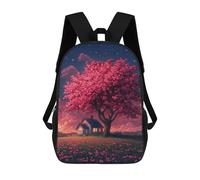 sinyumoney Mochilas De 17 Pulgadas Cherry Blossom Cottage Mochila Escolar Infantil Impresa En 3D Para Niños De Primaria Y Secundaria