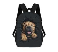 sinyumoney Mochilas De 17 Pulgadas Chinese Shar Pei Mochila Escolar Para Niños, Impresa En 3D Para Niños De Primaria Y Secundaria.
