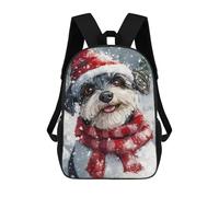 sinyumoney Mochilas De 17 Pulgadas Christmas Dog in Snowscape-1 Mochila Escolar Infantil Impresa En 3D Para Niños De Primaria Y Secundaria