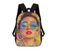 sinyumoney Mochilas De 17 Pulgadas Colorful Abstract Portrait Art Mochila Escolar Infantil Impresa En 3D Para Niños De Primaria Y Secundaria