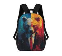 sinyumoney Mochilas De 17 Pulgadas Colorful Bear in Suit Art Print -1 Mochila Escolar Infantil Impresa En 3D Para Niños De Primaria Y Secundaria