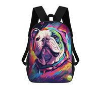 sinyumoney Mochilas De 17 Pulgadas Colorful Bulldog in Space Artwork Mochila Escolar Para Niños, Impresa En 3D Para Niños De Primaria Y Secundaria.